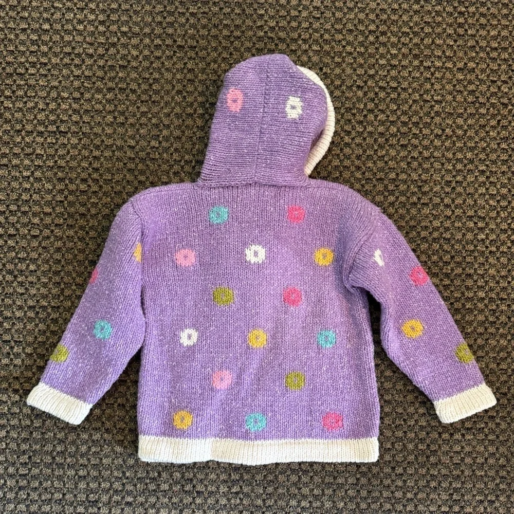 Wool/Cotton Blend Girls Zip Up Jacket Size 6 Floral Knit